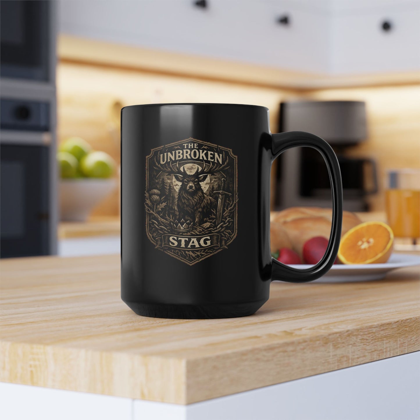 The Unbroken Stag Black Ceramic Mug (11oz/15oz)