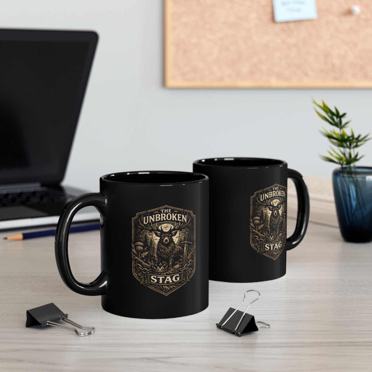 The Unbroken Stag Black Ceramic Mug (11oz/15oz)