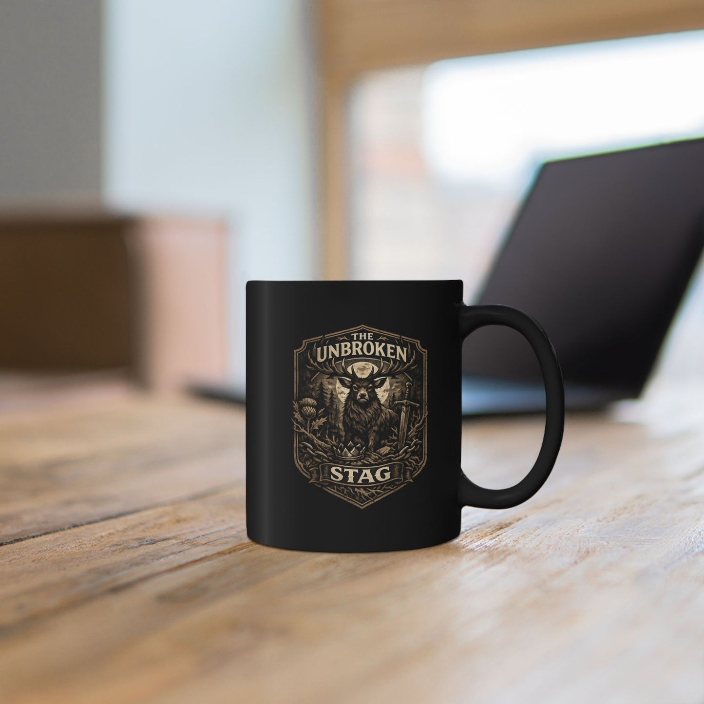 The Unbroken Stag Black Ceramic Mug (11oz/15oz)